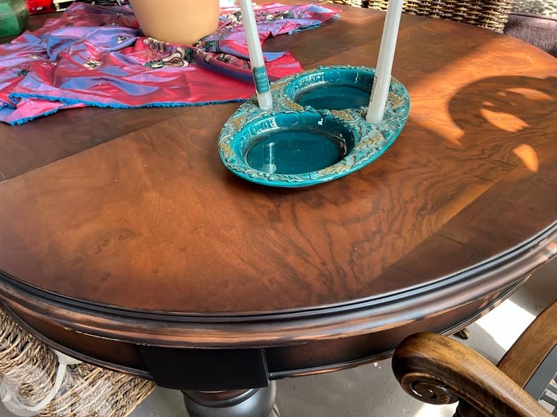vintage dining table solid wood with 8 chairs 5
