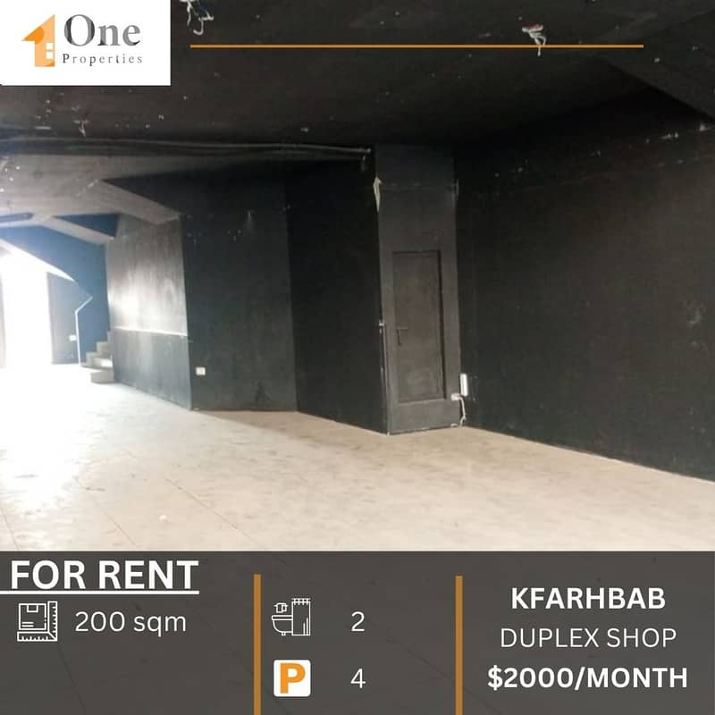 DUPLEX SHOP FOR RENT IN KFARHBAB 0