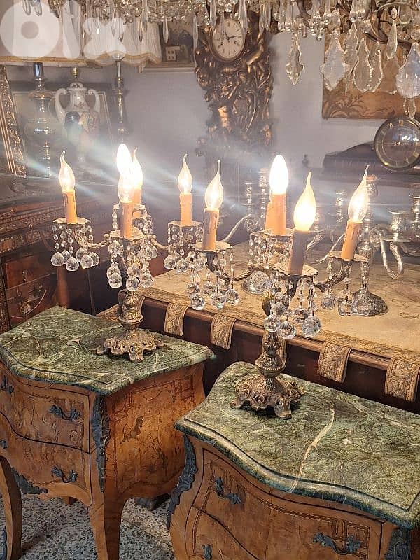 pair of bronze and crystal lamps 1