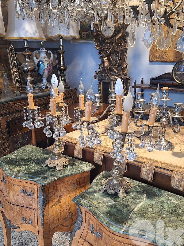 pair of bronze and crystal lamps 2