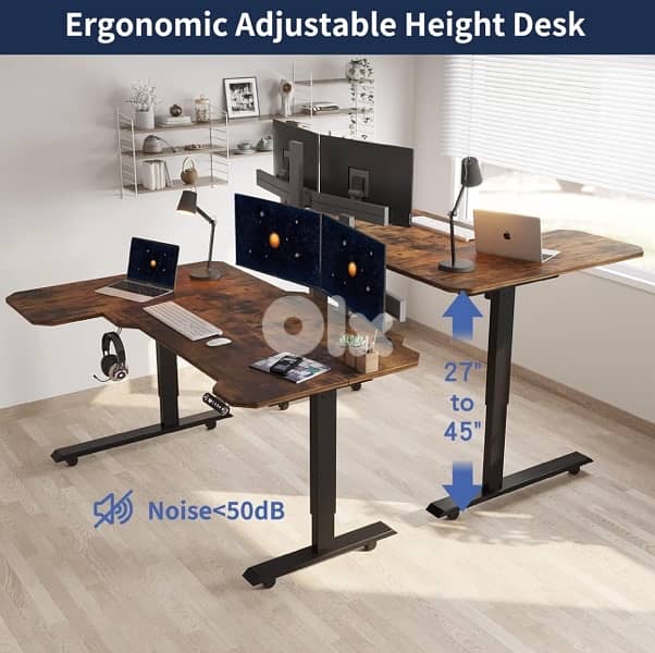 L shape Adjustable Standing Desk طاولة مكتب 0