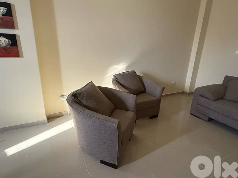 L shape couch + two chairs for sale 3