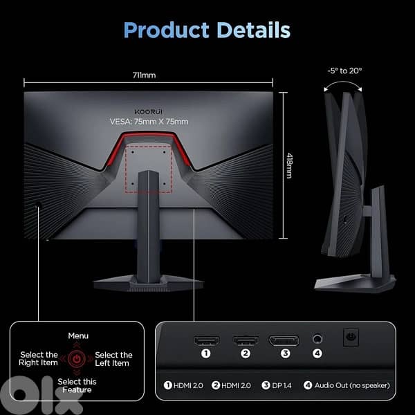 kooriu 27” fast ips 200hz fhd hdr400 gaming monior 9
