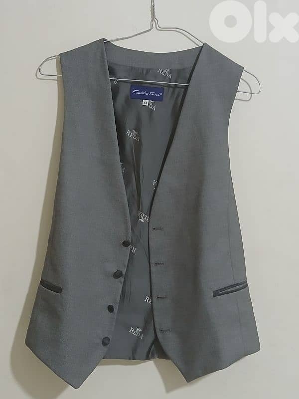 Grey suit pants, jacket and vest 2