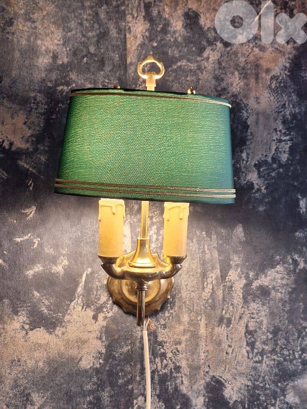 pair of french brass and fabric wall lights 1