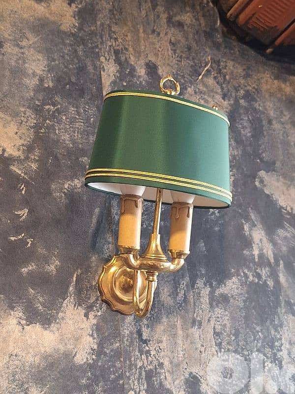 pair of french brass and fabric wall lights 6