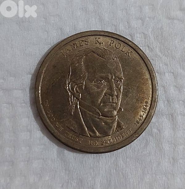USA One Dollar USD president Polk Coin 0