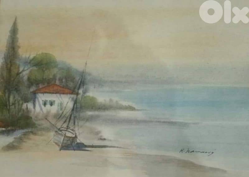1980's Watercolor Painting by Haidar Hamaoui 0