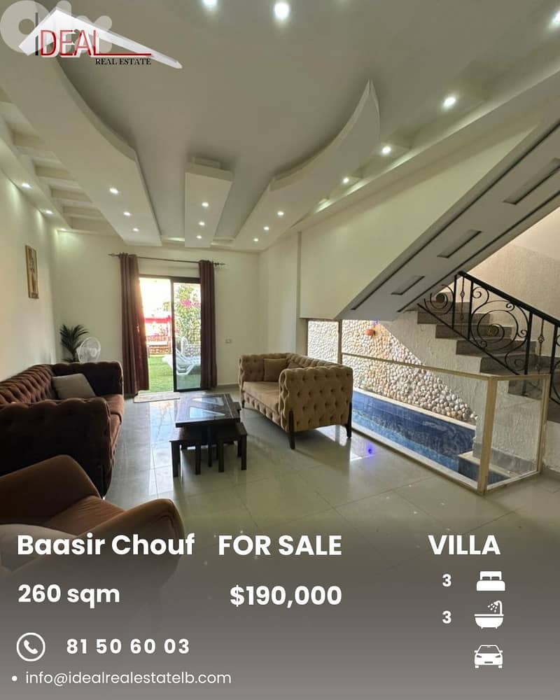 Villa for sale in Baasir Chouf فيلا للبيع في بعاصير الشوف 0
