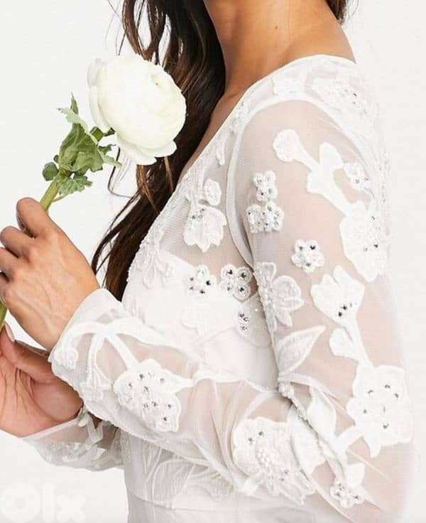 Beads embroidery  wedding or evening dress 38 mediumفستان عرس 0
