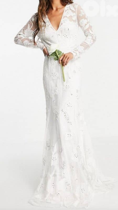 Beads embroidery  wedding or evening dress 38 mediumفستان عرس 12