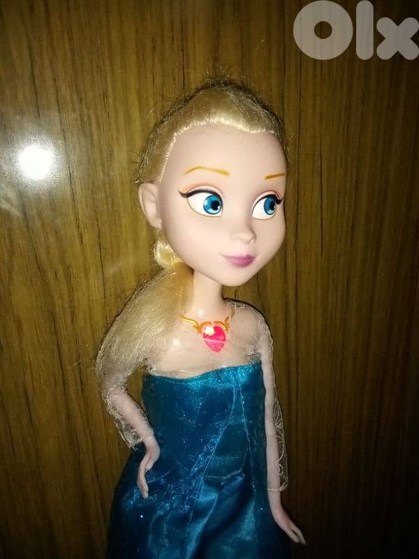 Queen Elsa Lighting Heart Frozen Disney XL 58cm Still good doll=15$ 5