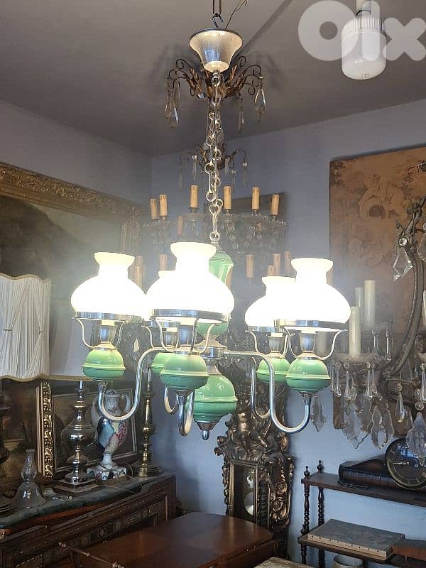 vintage 1950 opaline chandelier 1