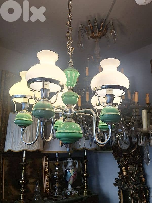 vintage 1950 opaline chandelier 2