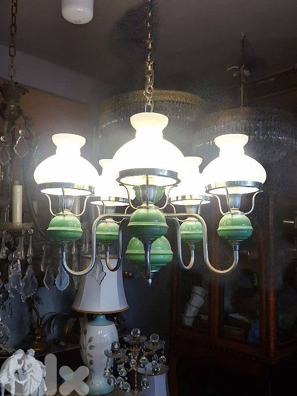 vintage 1950 opaline chandelier 3