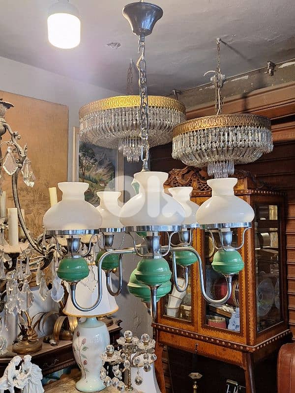 vintage 1950 opaline chandelier 5