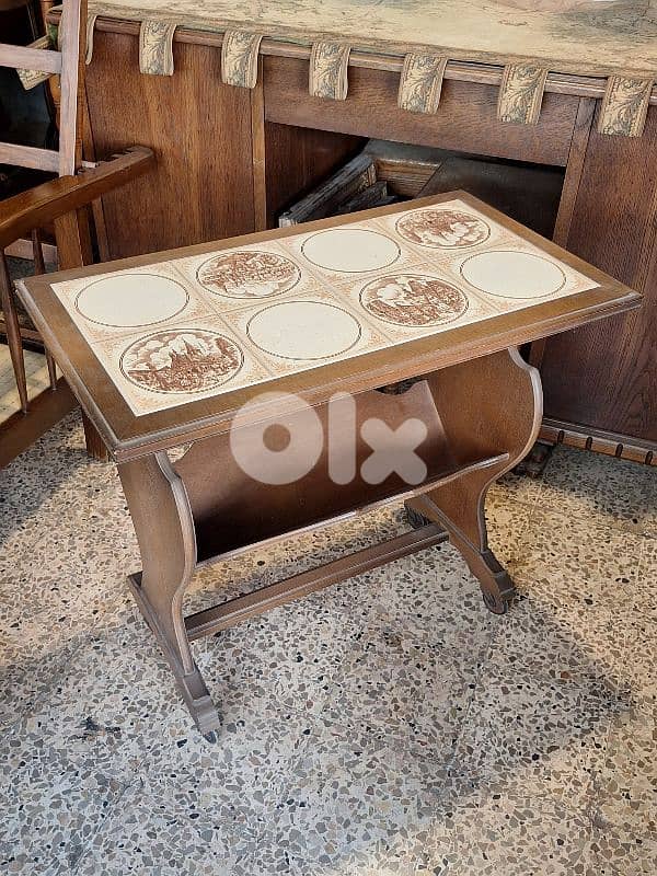 wooden and ceramic top trolley cart 0