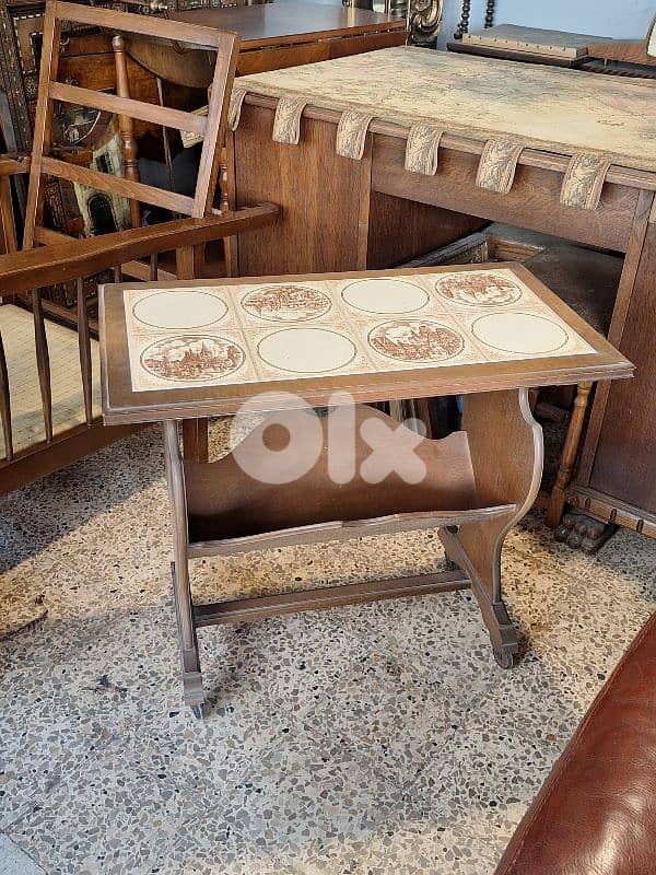 wooden and ceramic top trolley cart 1