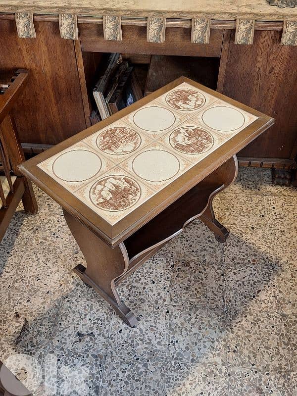 wooden and ceramic top trolley cart 2