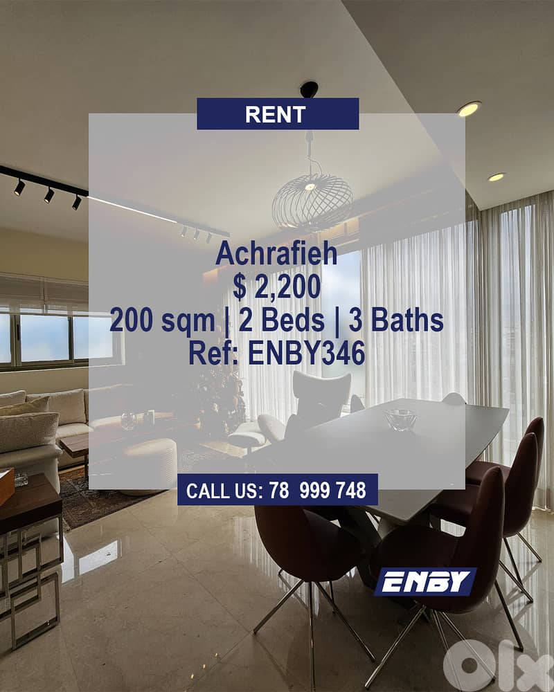 Apartment for Rent Achrafieh | High Floor | Luxurious Finishing 0