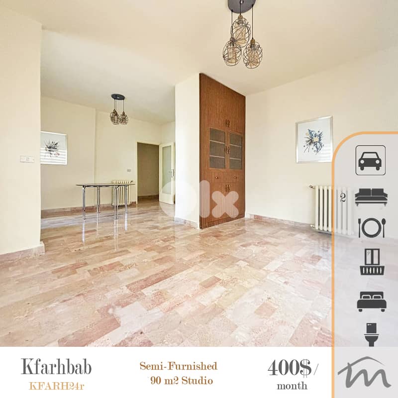 Kfarehbab | Semi-Furnished/Equipped/Decorated 1 Bedroom Apartment 0
