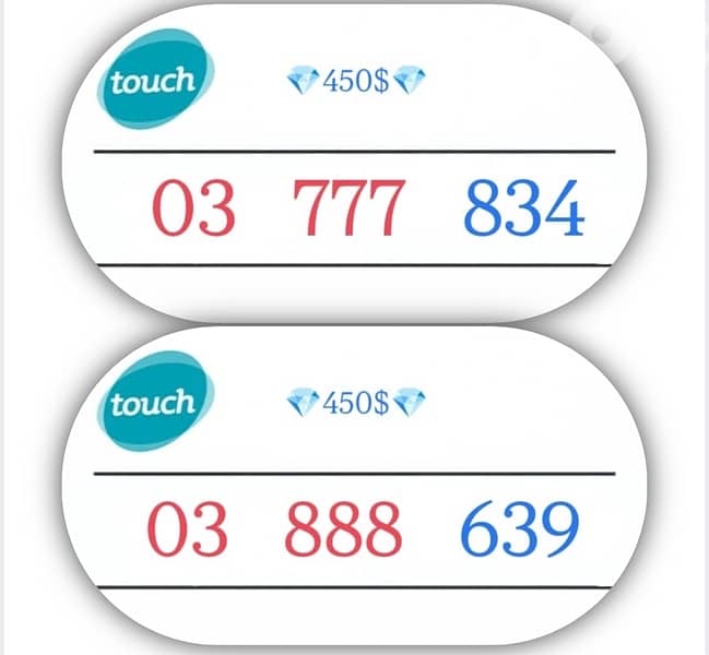 Any Touch Special Number for 450$ offer we deliver all leb 0