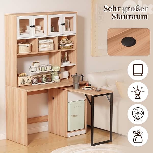 Versatile Storage Space with Acrylic Doors and Swivel Table 0