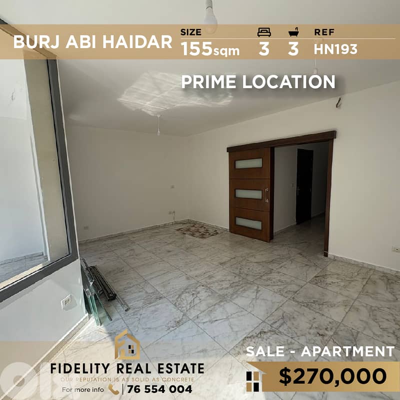 Apartment for sale in Burj Abi Haidar HN193 شقة للبيع في برج أبي حيدر 0