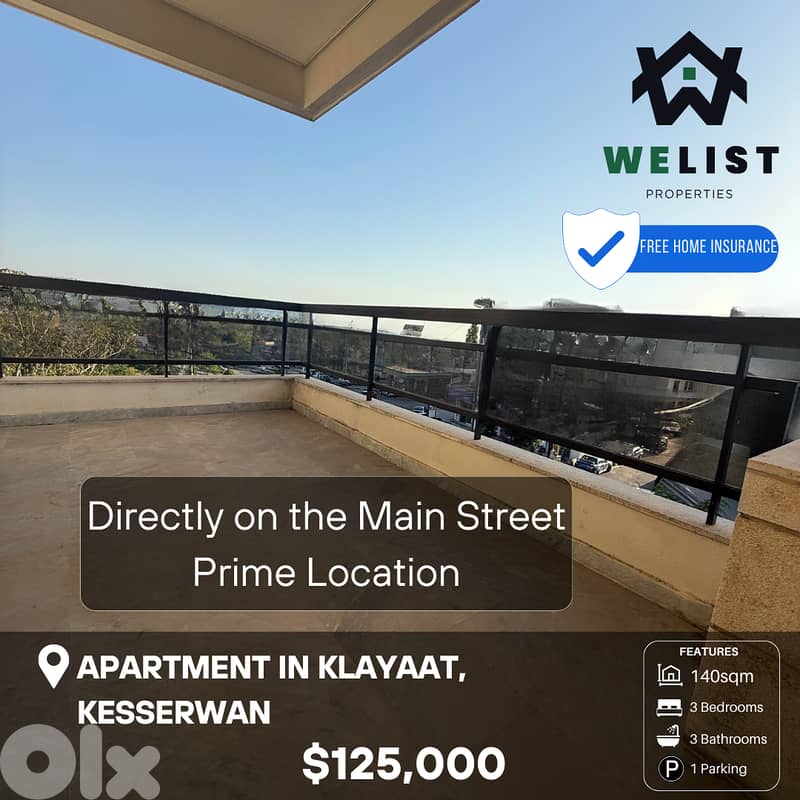 Apartment for sale in Klayaat, Kesserwan شقة للبيع في منطقة القليعات 0