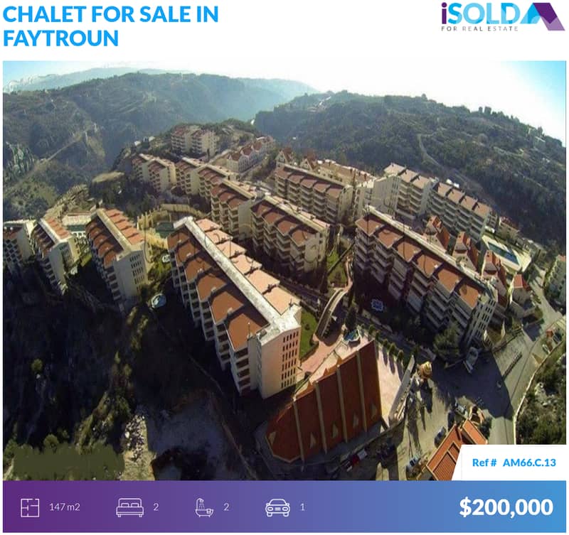 147m2 Chalet+Mountain View+Pool/Gym 4sale in faytroun -شاليه في فيطرون 0