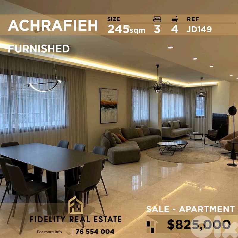 Apartment for sale in Achrafieh JD149 شقة مفروشة للبيع في الأشرفية 0