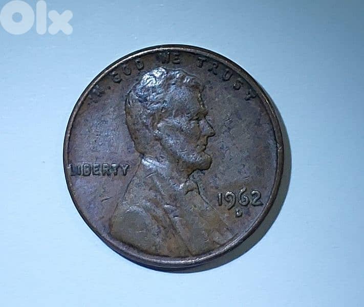 Error USA  penny one cent 1962 D The error is letter "L"sticked to Rim 0