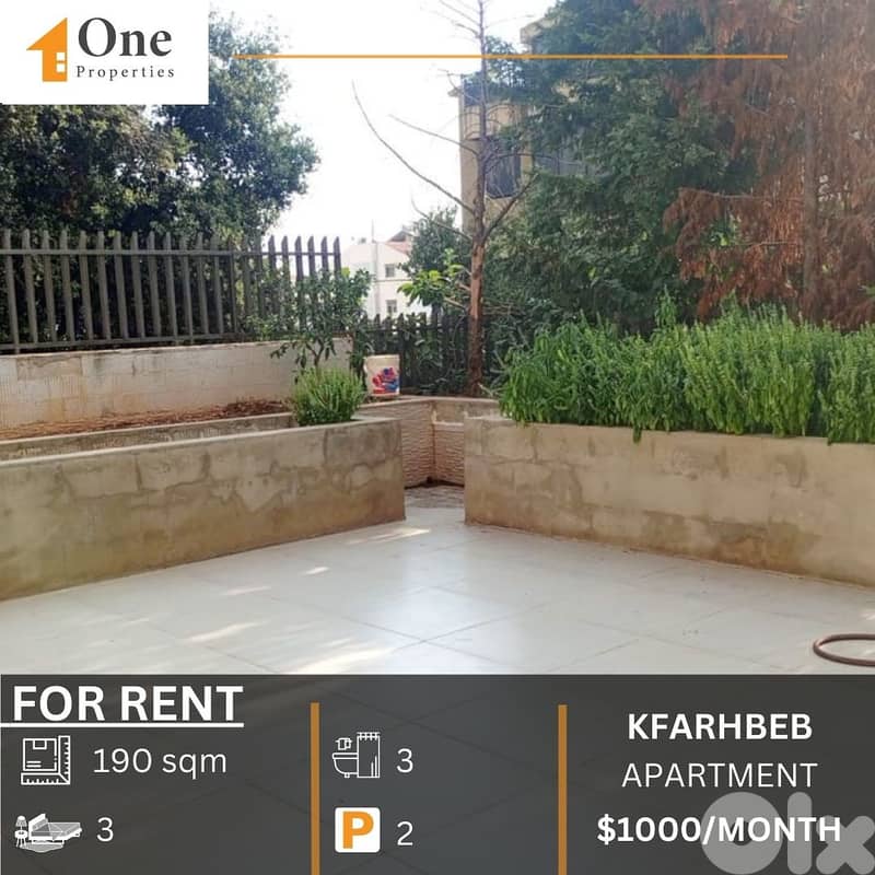 APARTMENT FOR RENT IN KFARHBEB 0