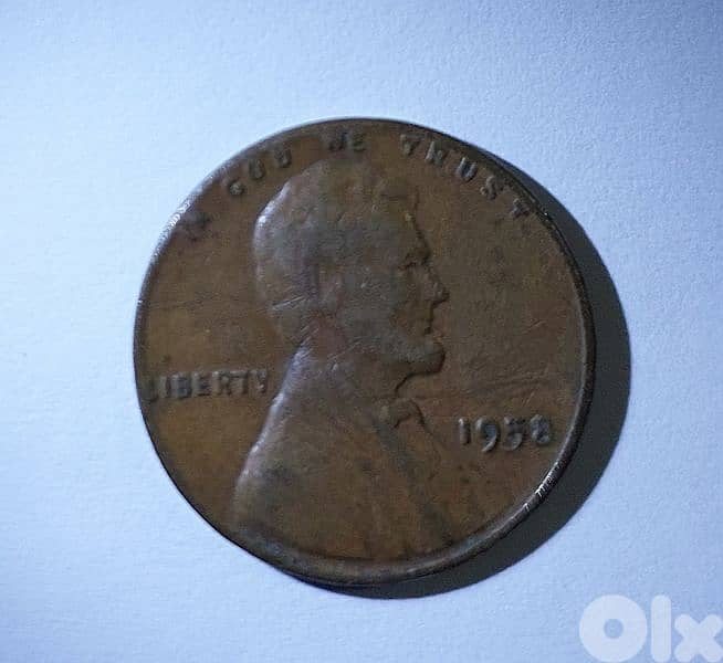 penny One Lincolin cent 1958 Last wheat cent mint 0