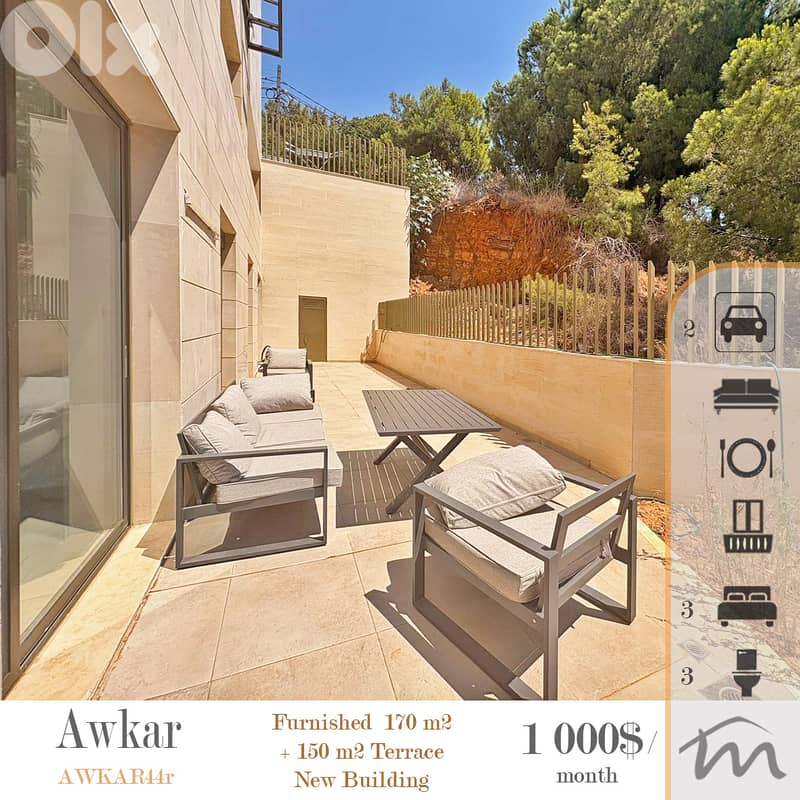 Awkar | Furnished/Equipped 170m² + 150m² Terrac/Garden | Nee Building 0