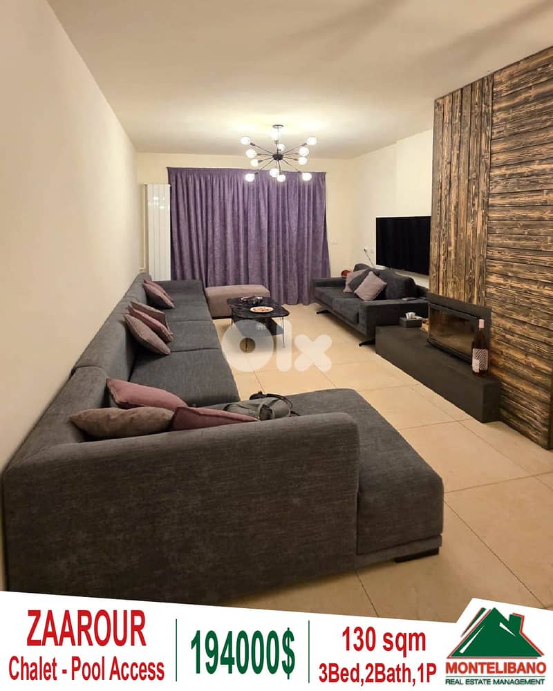 130 sqm Chalet For Sale in Zaarour with Pool & Gym Access !!! 0
