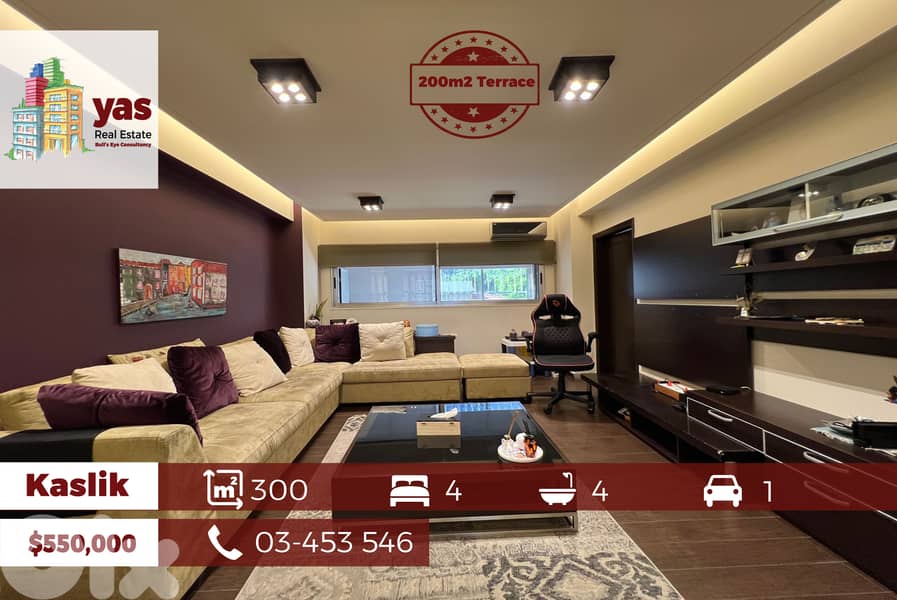 Kaslik 300m2 | 200m2 Terrace | Upgraded | Decorated | Sea View | EH | 0