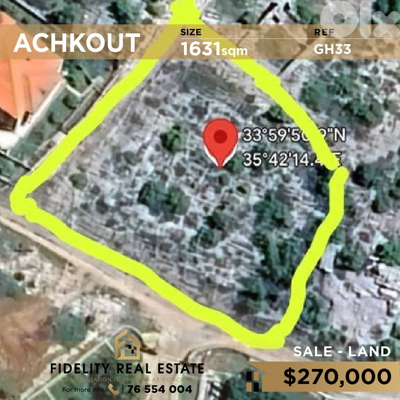 Land for sale Achkout GH33 أرض للبيع في عشقوت 0