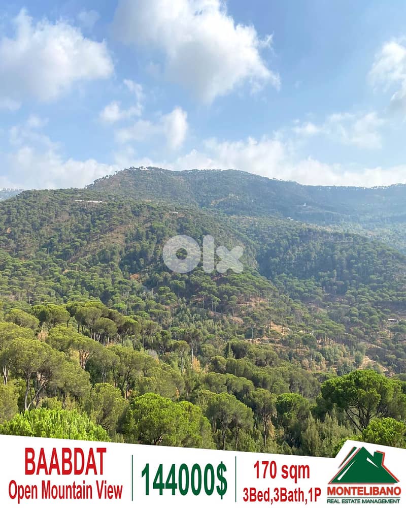170sqm Apartment For Sale in Baabdat with Open View (Eksen Acceptable) 0