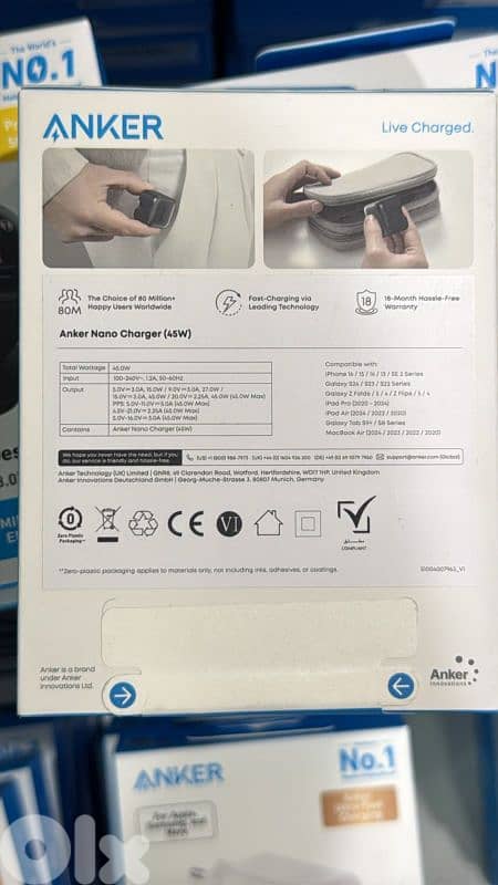 Anker compact Nano usb-c charger 45w 3pin 1