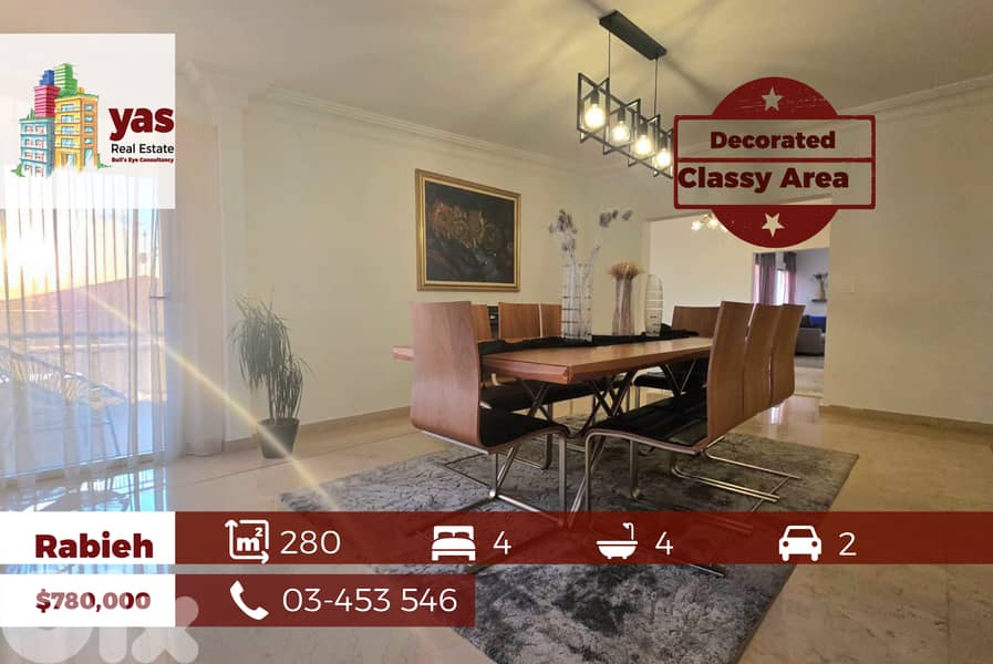 Rabieh 280m2 | Classy Area | Private Street | Prime Lodcation | GA 0
