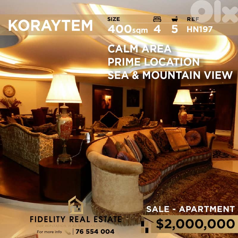 Apartment for sale in Koraytem HN197 شقة فاخرة للبيع في قريطم 0