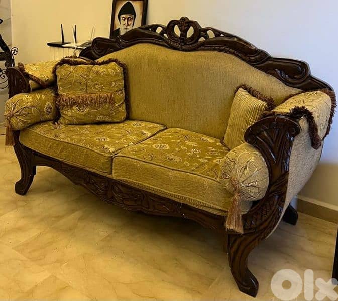 طقم صالون ستيل حفر  ٦ قطع خشب زين 1
