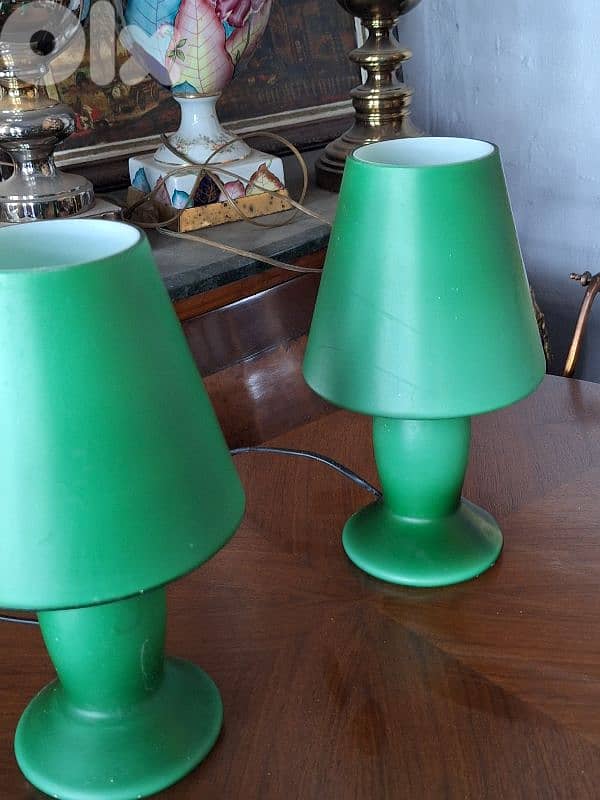 pair of matt colored opaline lamps 5