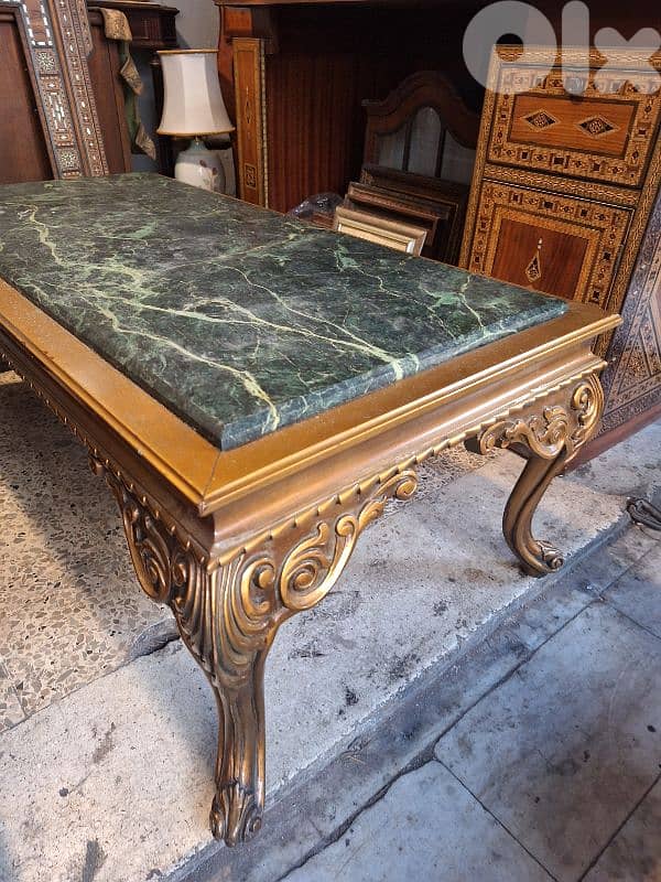 antique giltwood marble top coffee table 1