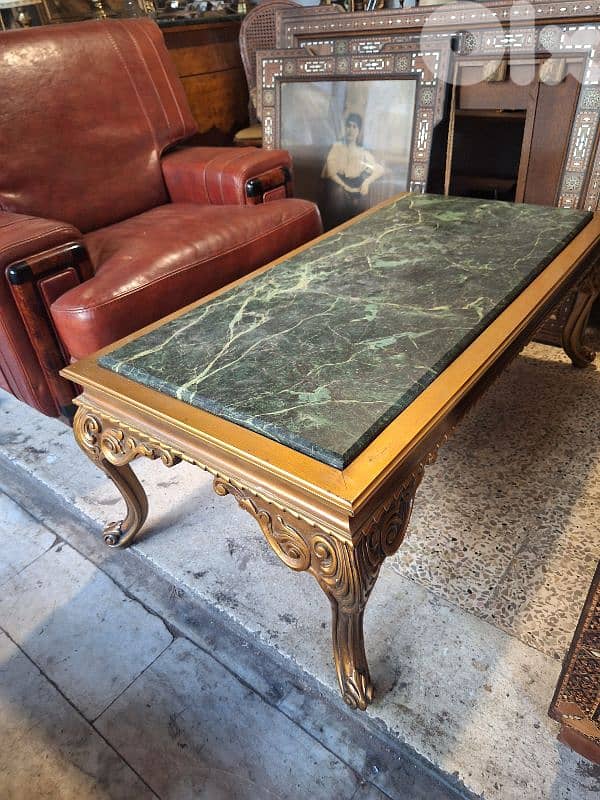 antique giltwood marble top coffee table 2