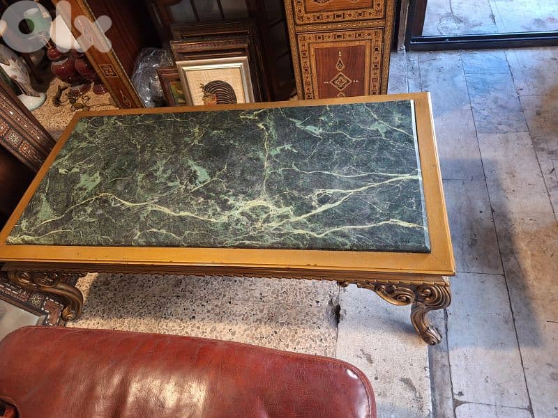 antique giltwood marble top coffee table 4