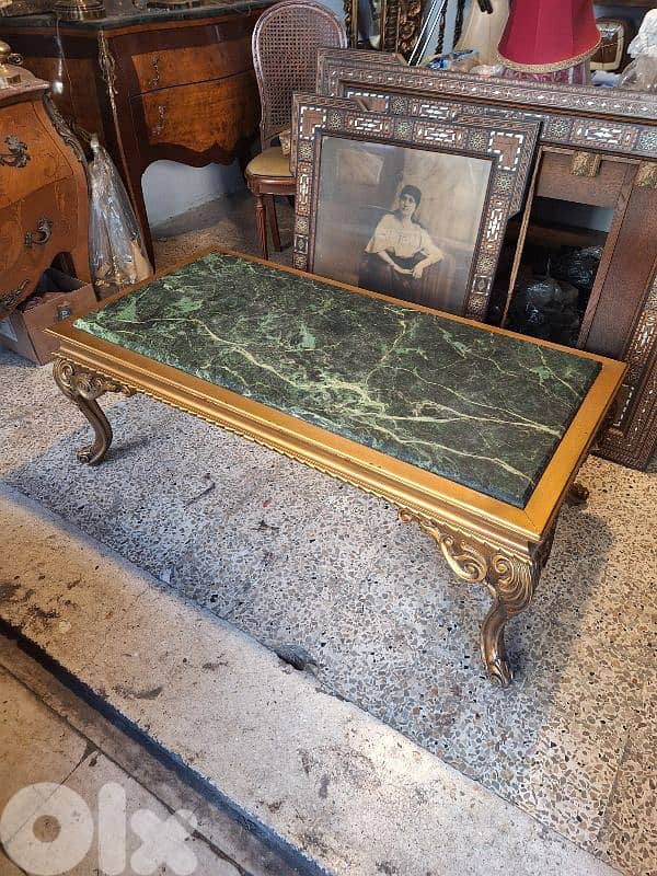 antique giltwood marble top coffee table 5