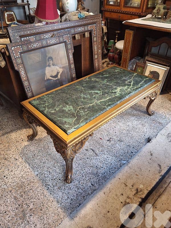antique giltwood marble top coffee table 6