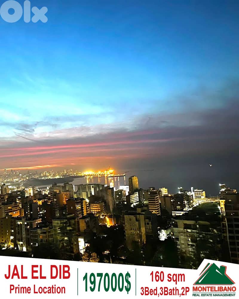 Prime Location 160 sqm Apartment For Sale in Jal El Dib +Open Sea View 0